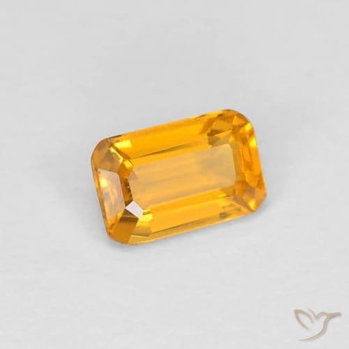 0.38ct Deep Golden Orange Sapphire, Emerald Cut, 4.9x3.2 mm