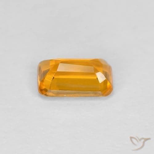 0.38ct Deep Golden Orange Sapphire, Emerald Cut, 4.9x3.2 mm