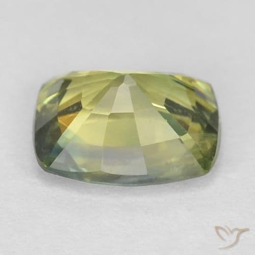 1.07ct Yellowish Green Sapphire, Cushion Cut, 6.4x5.3 mm