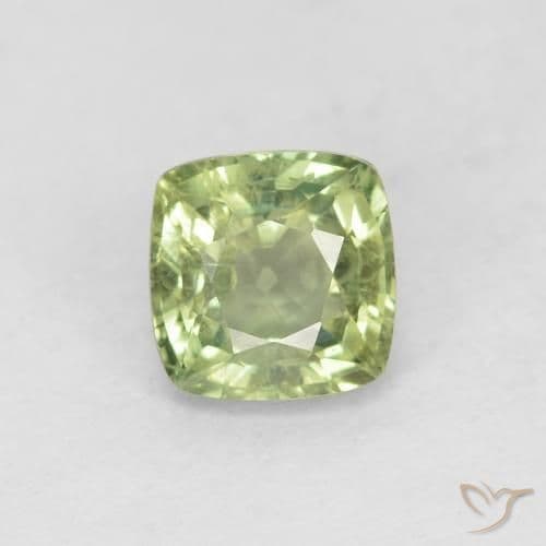 0.79ct Pale Dark Green Sapphire, Cushion Cut, 4.9x4.8 mm