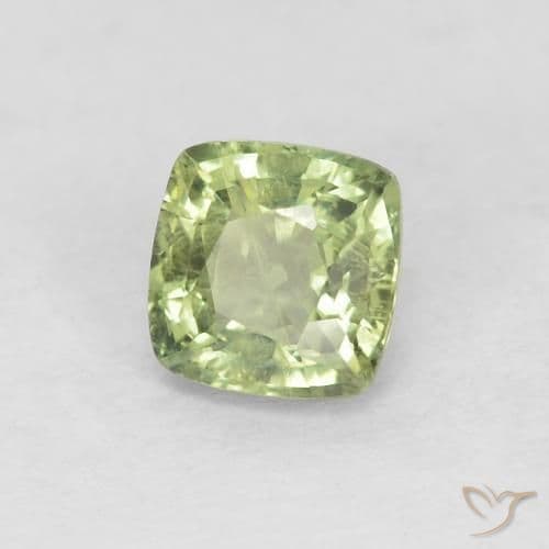 0.79ct Pale Dark Green Sapphire, Cushion Cut, 4.9x4.8 mm