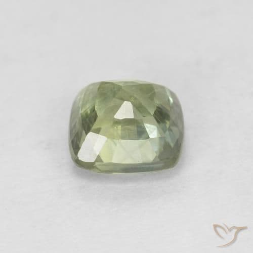 0.79ct Pale Dark Green Sapphire, Cushion Cut, 4.9x4.8 mm