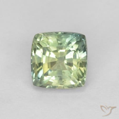 0.82ct Yellowish Green Sapphire, Cushion Cut, 4.8x4.8 mm