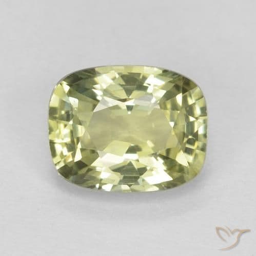 0.67ct Light Pear Green Sapphire, Cushion Cut, 5.4x4.3 mm