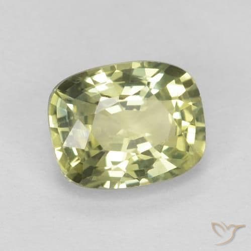0.67ct Light Pear Green Sapphire, Cushion Cut, 5.4x4.3 mm