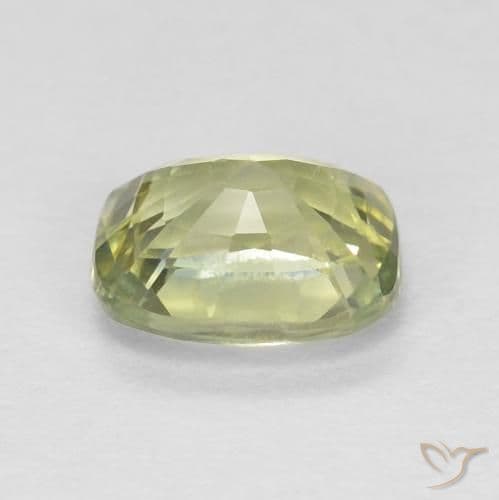 0.67ct Light Pear Green Sapphire, Cushion Cut, 5.4x4.3 mm