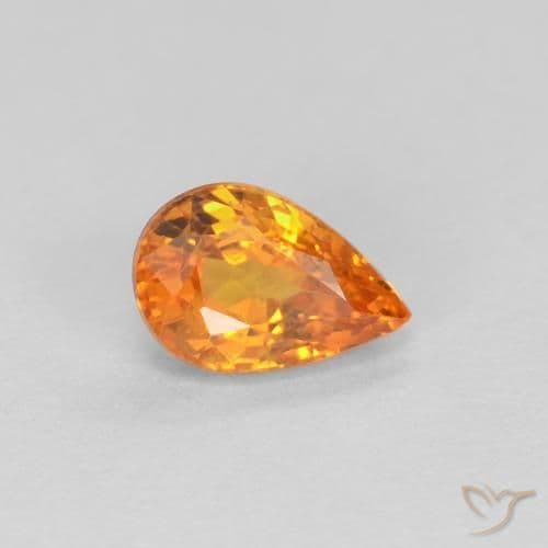 0.57ct Medium Orange Sapphire, Pear Shape, 5.8x3.9 mm