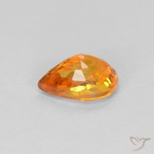 0.57ct Medium Orange Sapphire, Pear Shape, 5.8x3.9 mm