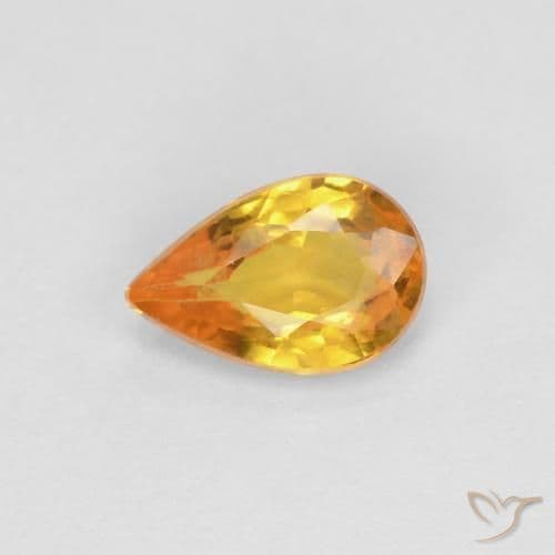 0.60ct Natural Dark Orange-Gold Sapphire, Pear Shape, 6x4 mm