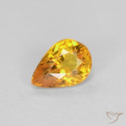 0.60ct Natural Orange-Gold Sapphire, Pear Shape, 5.9x4.1 mm