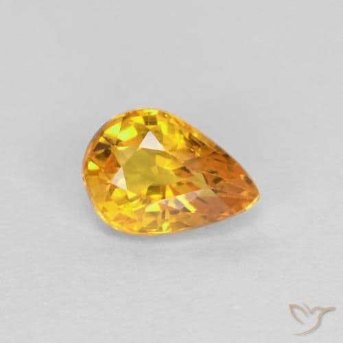 0.60ct Natural Orange-Gold Sapphire, Pear Shape, 5.9x4.1 mm
