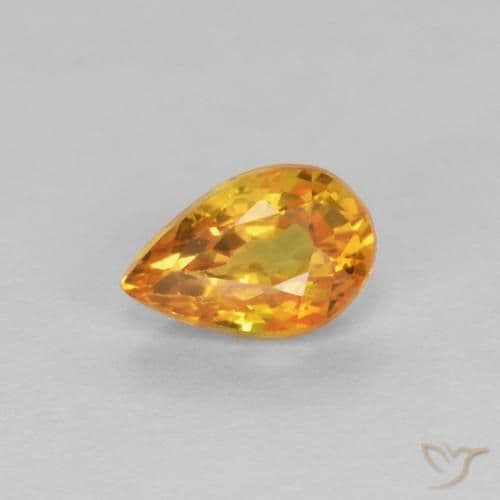 0.61ct Medium Orange Sapphire, Pear Shape, 5.8x3.8 mm
