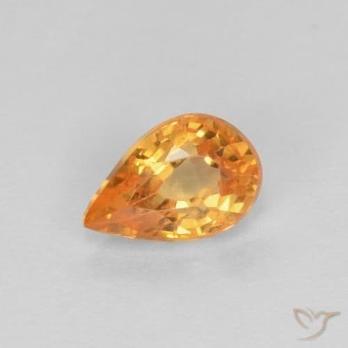 0.59ct Natural Fire Orange Sapphire, Pear Shape, 6.2x4.1 mm