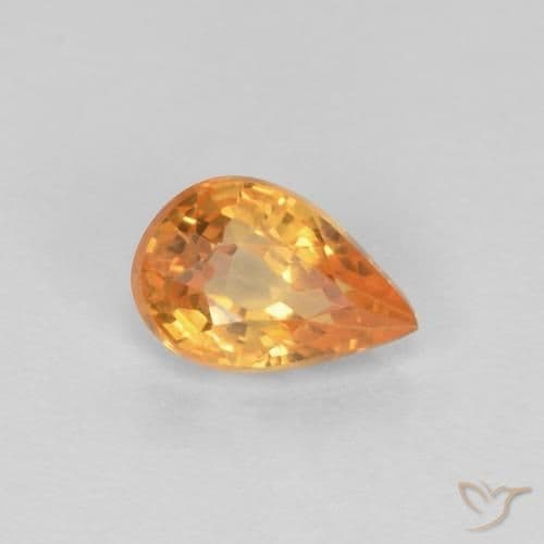 0.56ct Natural Bright Orange Sapphire, Pear Shape, 6x4 mm