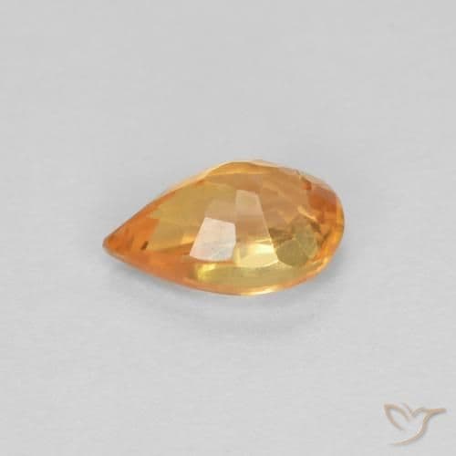 0.56ct Natural Bright Orange Sapphire, Pear Shape, 6x4 mm