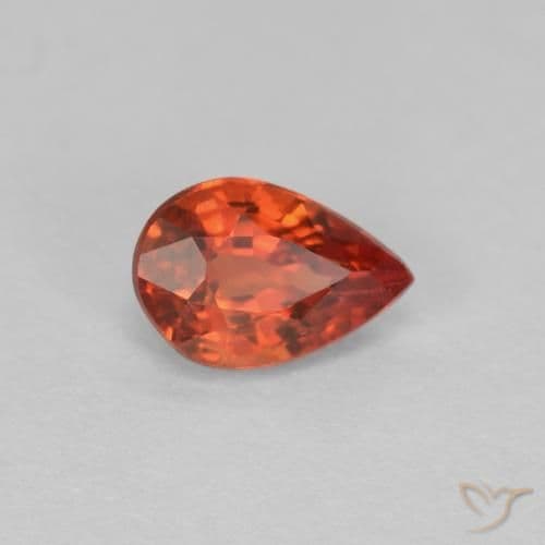 0.54ct Deep Amber Red Sapphire, Pear Shape, 5.8x3.9 mm