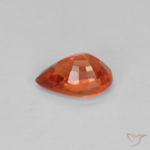 0.54ct Deep Amber Red Sapphire, Pear Shape, 5.8x3.9 mm