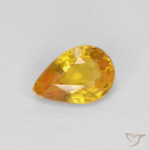 0.60ct Natural Dark Orange-Gold Sapphire, Pear Shape, 6x4 mm