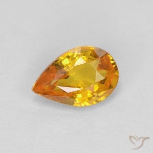 0.57ct Natural Orange-Gold Sapphire, Pear Shape, 6x4.1 mm
