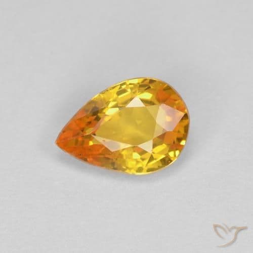 0.63ct Medium Orange Sapphire, Pear Shape, 5.9x4.2 mm