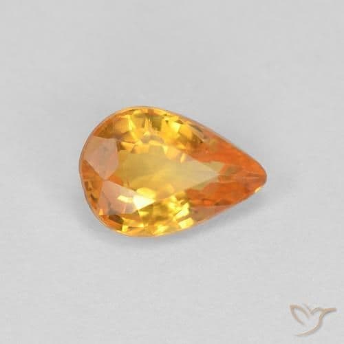 0.49ct Reddish Orange Sapphire, Pear Shape, 6.2x4.2 mm