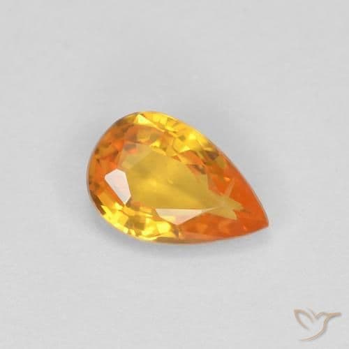0.51ct Natural Apricot Orange Sapphire, Pear Shape, 6x4 mm