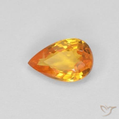 0.51ct Natural Apricot Orange Sapphire, Pear Shape, 6x4 mm