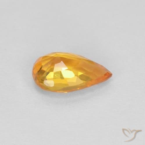 0.51ct Natural Apricot Orange Sapphire, Pear Shape, 6x4 mm