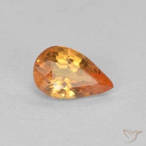 0.53ct Bright Orange Sapphire, Pear Shape, 6.2x3.9 mm