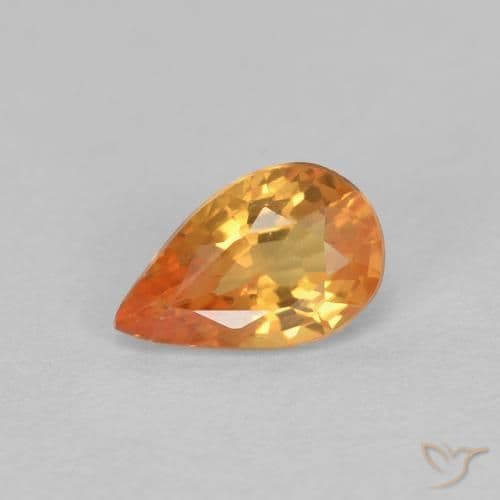 0.53ct Bright Orange Sapphire, Pear Shape, 6.2x3.9 mm