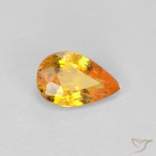 0.59ct Natural Fire Orange Sapphire, Pear Shape, 6.2x4.1 mm