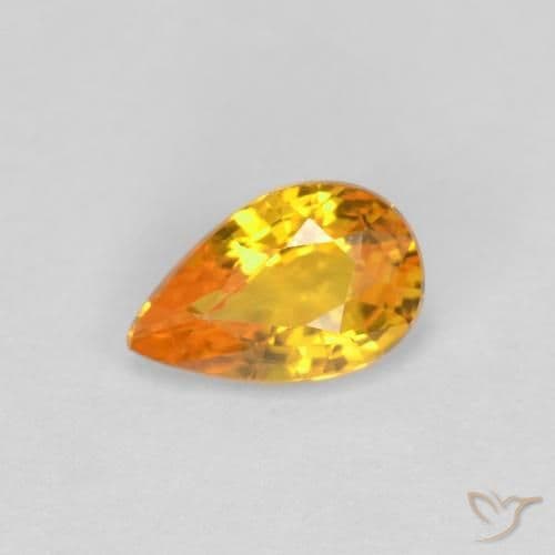 0.55ct Natural Medium Orange Sapphire, Pear Shape, 6.2x4 mm