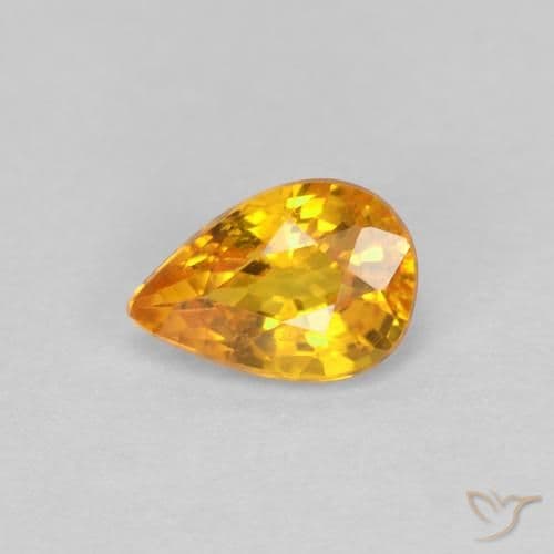 0.50ct Intense Orange Sapphire, Pear Shape, 5.9x4.1 mm