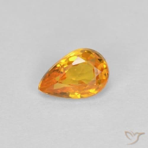 0.38ct Medium Orange Sapphire, Pear Shape, 5.7x3.8 mm