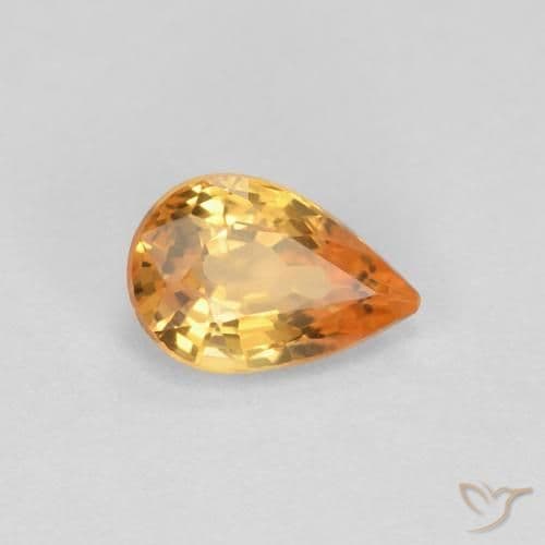 0.59ct Natural Fire Orange Sapphire, Pear Shape, 6.2x4.1 mm