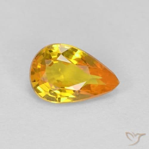 0.49ct Reddish Orange Sapphire, Pear Shape, 6.2x4.2 mm