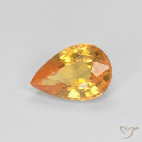 0.57ct Natural Orange-Gold Sapphire, Pear Shape, 6x4.1 mm