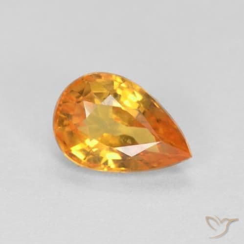 0.57ct Natural Orange-Gold Sapphire, Pear Shape, 6x4.1 mm
