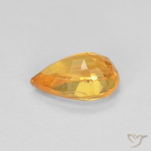 0.57ct Natural Orange-Gold Sapphire, Pear Shape, 6x4.1 mm