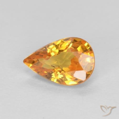 0.56ct Medium Orange Sapphire, Pear Shape, 6.2x4.1 mm