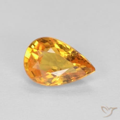 0.56ct Medium Orange Sapphire, Pear Shape, 6.2x4.1 mm