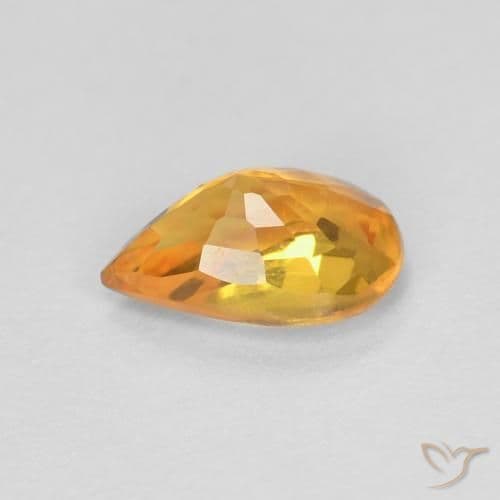 0.56ct Medium Orange Sapphire, Pear Shape, 6.2x4.1 mm