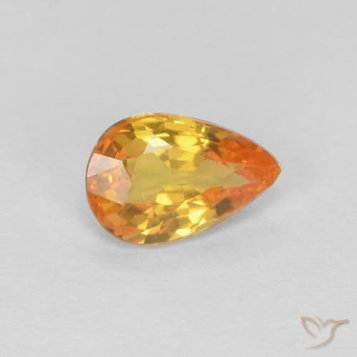0.49ct Natural Medium Orange Sapphire, Pear Shape, 6x3.9 mm