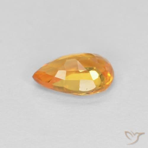 0.49ct Natural Medium Orange Sapphire, Pear Shape, 6x3.9 mm