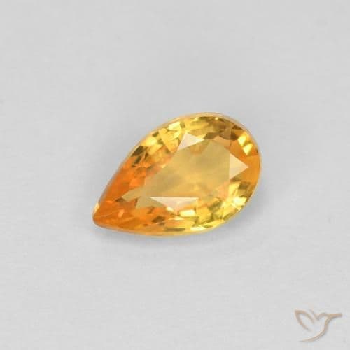 0.44ct Medium Orange Sapphire, Pear Shape, 5.7x3.7 mm