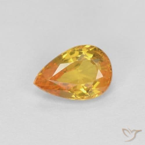 0.63ct Medium Orange Sapphire, Pear Shape, 5.9x4.2 mm