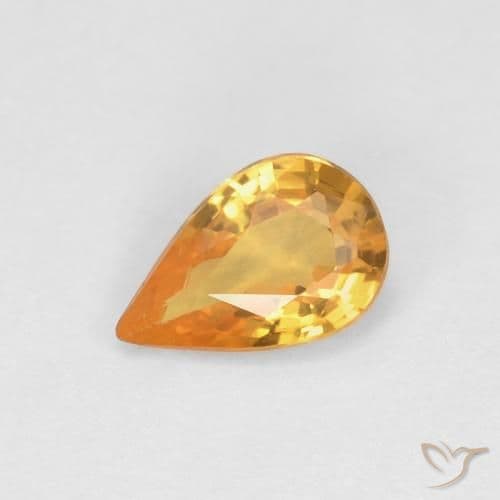 0.49ct Reddish Orange Sapphire, Pear Shape, 6.2x4.2 mm