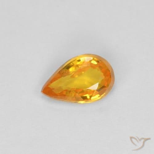 0.40ct Medium Orange Sapphire, Pear Shape, 5.6x3.6 mm