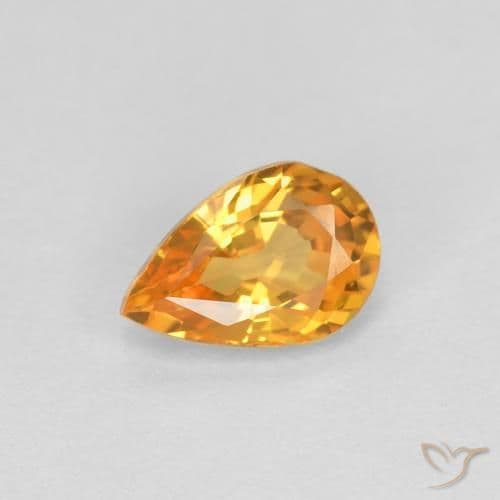 0.58ct Medium Orange Sapphire, Pear Shape, 6.1x4.1 mm