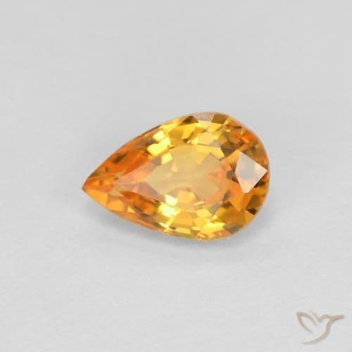 0.58ct Medium Orange Sapphire, Pear Shape, 6.1x4.1 mm